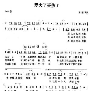 爱大了受伤了_通俗唱法乐谱_词曲:汤潮 汤潮