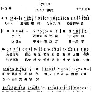 Lydia_通俗唱法乐谱_词曲:F.I.R F.I.R