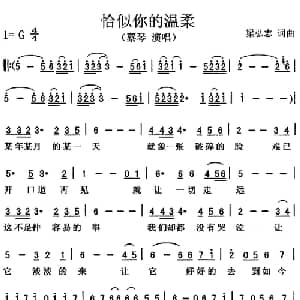 恰似你的温柔_通俗唱法乐谱_词曲:梁弘志 梁弘志