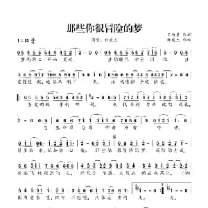 那些你很冒险的梦_通俗唱法乐谱_词曲:王雅君 林俊杰