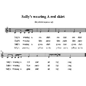 Sally's wearing a red skirt_外国歌谱