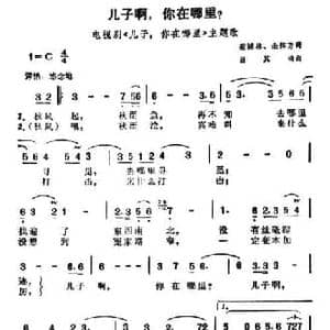 儿子啊,你在哪里？_民歌简谱_词曲:程浦林 余伟芳 吕其明