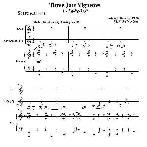 Three jazz vignettes 第一乐章 长笛中萨钢琴三重奏总谱