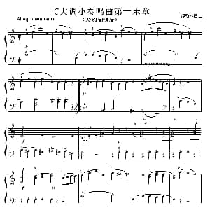 考级初级曲目 G大调小奏鸣曲第一乐章 钢琴谱 海斯林格