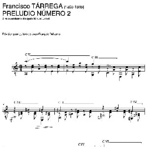 PRELUDIO NUMERO 2 A mi queridisimo discipulo Miguel Llobet 吉他谱 弗朗西斯科 泰雷加 Francisco Tarrega 1852 1909