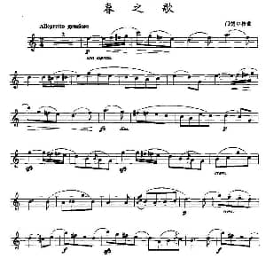 长笛曲谱 | 春之歌 德 门德尔松
