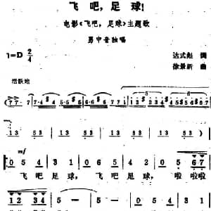飞吧,足球!_通俗唱法乐谱_词曲:达式彪 徐景新