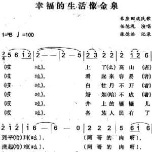 幸福的生活像金泉_民歌简谱_词曲: 张德浩记录