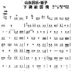 笛子谱 | 下调驻云飞 山东民乐 笛子 占河 根生记谱