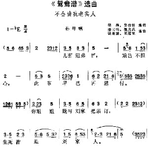黄梅戏谱 | 鸳鸯谱 选曲 不会骗我老实人 孙母唱段 周静 吴伯褀编词 潘汉明 谭允武编曲