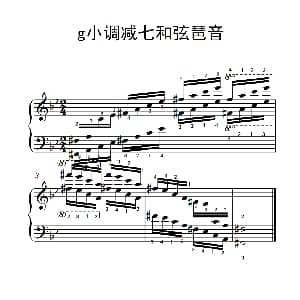 第八级16.g小调减七和弦琶音 钢琴谱