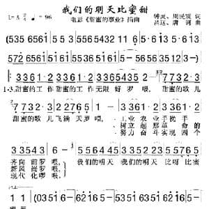 我们的明天比蜜甜_歌曲简谱_词曲:钟灵,周民震 吕远,唐诃