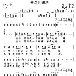 青鸟的翅膀_通俗唱法乐谱_词曲:颂今 韩乘光
