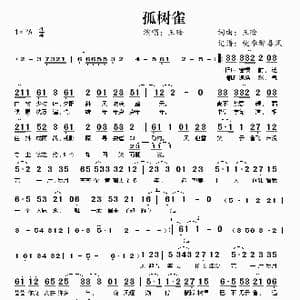 孤树雀_歌曲简谱_词曲:王晗 王晗