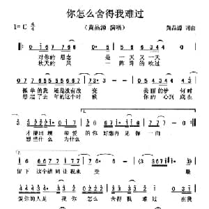 你怎么舍得我难过_通俗唱法乐谱_词曲:黄品源 黄品源