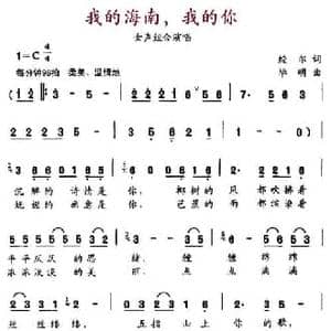 我的海南,我的你_民歌简谱_词曲:殷尔 毕明