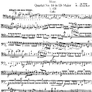 小提琴谱 | Mozart Quartet No.16 in Eb Major,K.428 Cello分谱