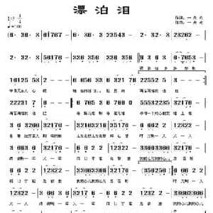 漂泊泪_民歌简谱_词曲:一点点 一点点