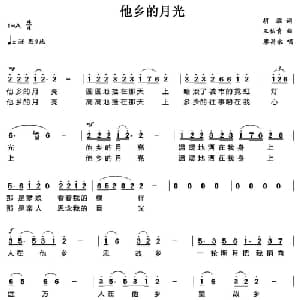 他乡的月光_美声唱法乐谱_词曲:胡滨 王佑贵