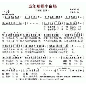 当年那棵小白杨_歌曲简谱_词曲:马昭辉 何永志