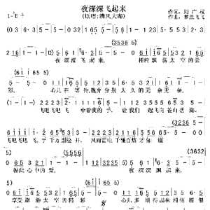 夜深深飞起来_歌曲简谱_词曲:周广权 梦兰飞飞