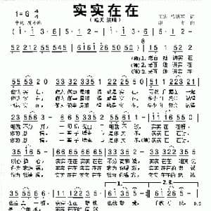 实实在在_歌曲简谱_词曲:王宏 马洪军 印青