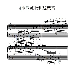 第八级14.d小调减七和弦琶音 钢琴谱