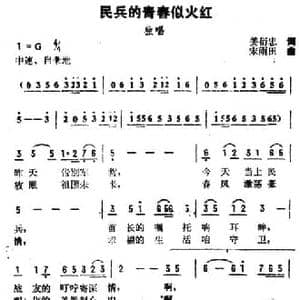 民兵的青春似火红_民歌简谱_词曲:姜衍忠 宋雨田