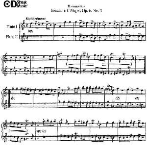长笛曲谱 | C大调双长笛奏鸣曲作品6号之2 Sonata in C Major Op.6No.2 Boismortier 博伊斯卯绨