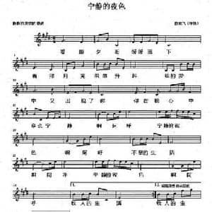 宁静的夜色_民歌简谱_词曲:白龙飞 白龙飞