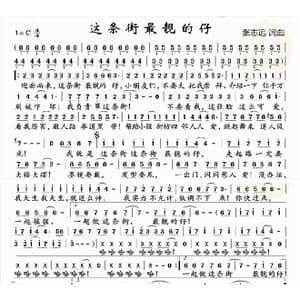 这条街最靓的仔_歌曲简谱_词曲:张志远 张志远