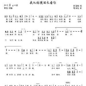 我从弥渡回来看你_民歌简谱_词曲:陈道斌 连向先